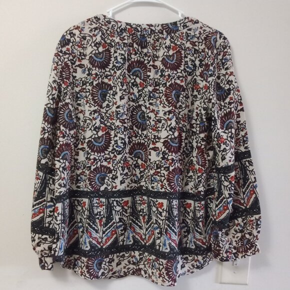 glam American Made Boho Border-Print V‑Neck Blouse Size M - Picture 5 of 7